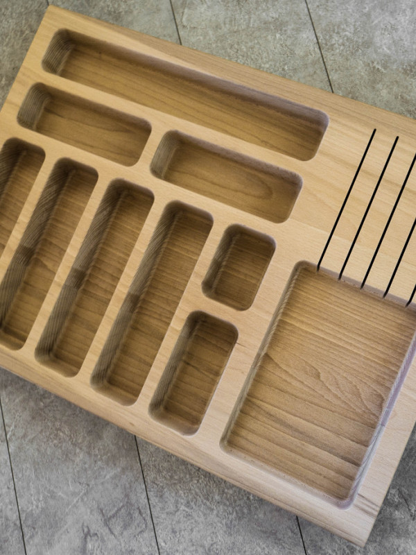 Solid Stone Pine Cutlery Holder