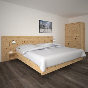 Zirben Massivholzbett Wandverkleidung