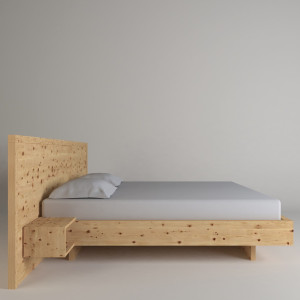 Zirben Massivholzbett Wandverkleidung