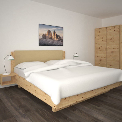 Solid Stone Pine Bed with Eco-Leather Headboard