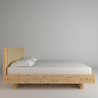 Solid Stone Pine Bed with Eco-Leather Headboard