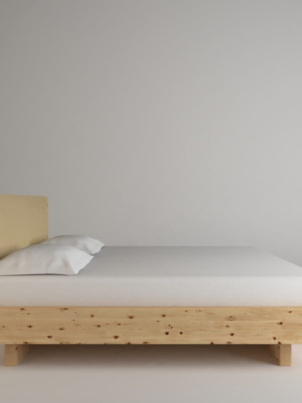 Solid Stone Pine Bed with Eco-Leather Headboard