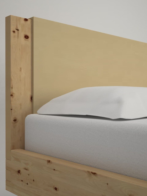 Solid Stone Pine Bed with Eco-Leather Headboard