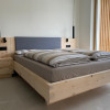 Stone Pine Bed with Headboard and Nightstands